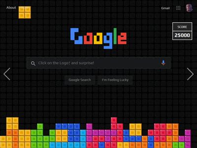 Google tetris easter egg The Google Tetris Easter egg transforms the Google homepage into a giant Tetris screen
